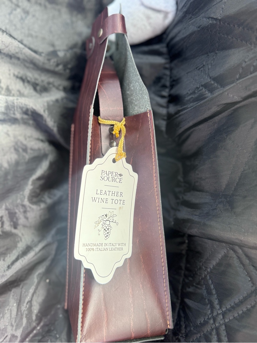 Paper Source Leather Wine Tote -